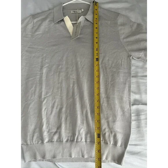 NEW Collars & Co Pure Cotton Polo Knit Gray Shirt Men's Small Short Sleeve Golf - Picture 5 of 6